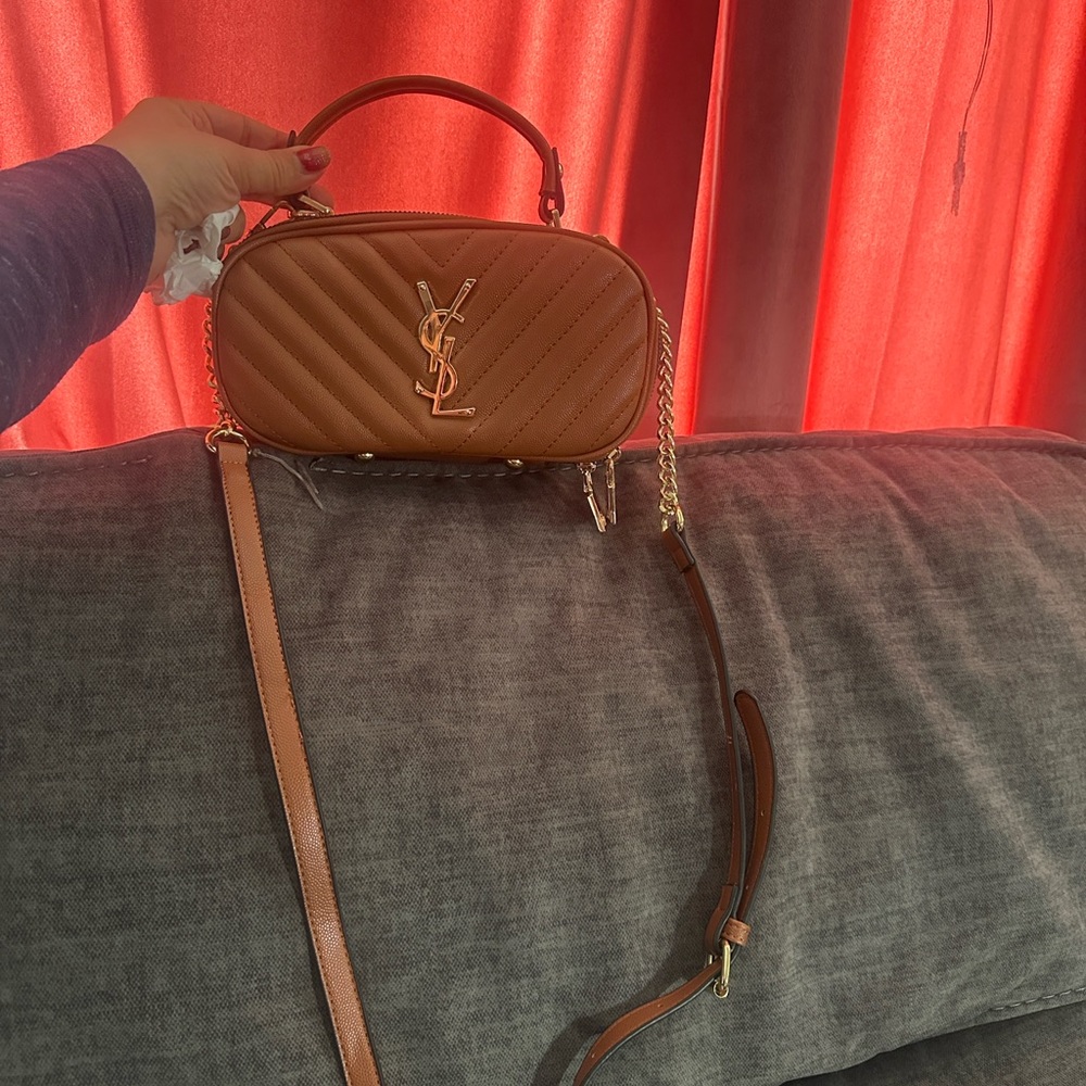Tan Quilted Crossbody Bag